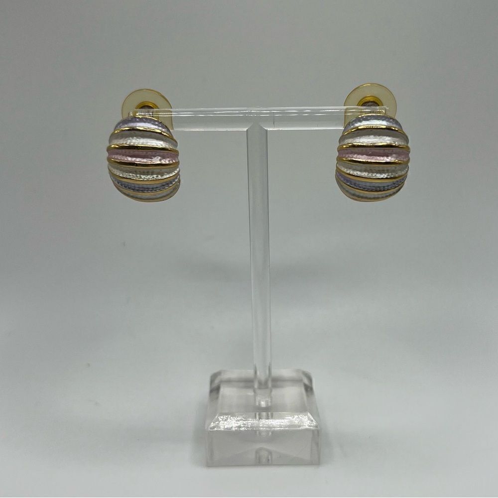 Vintage Pastel and Gold Tone Earrings